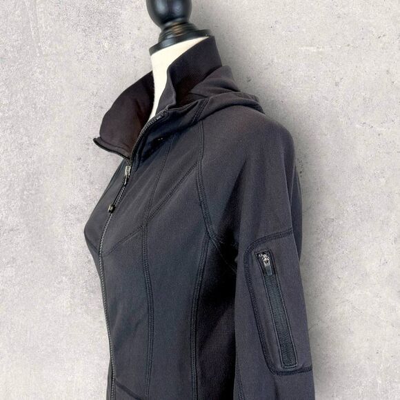 Athleta Slub Strength Lightweight Jacket Full Zip Hoodie Dark Gray XS - Picture 4 of 15